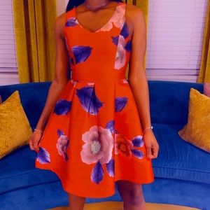 Elegant red and floral dress…